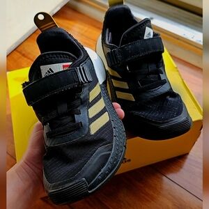 Adidas Kids Lego Sport Black Sneakers with Gold Stripes Dize 1 1/2
